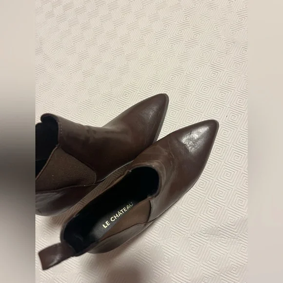 Le Chateau Rich Brown Heeled Ankle Boots - Picture 2 of 5